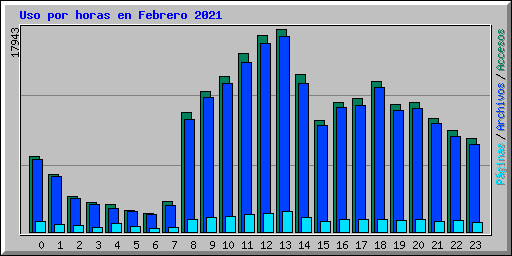 Uso por horas en Febrero 2021