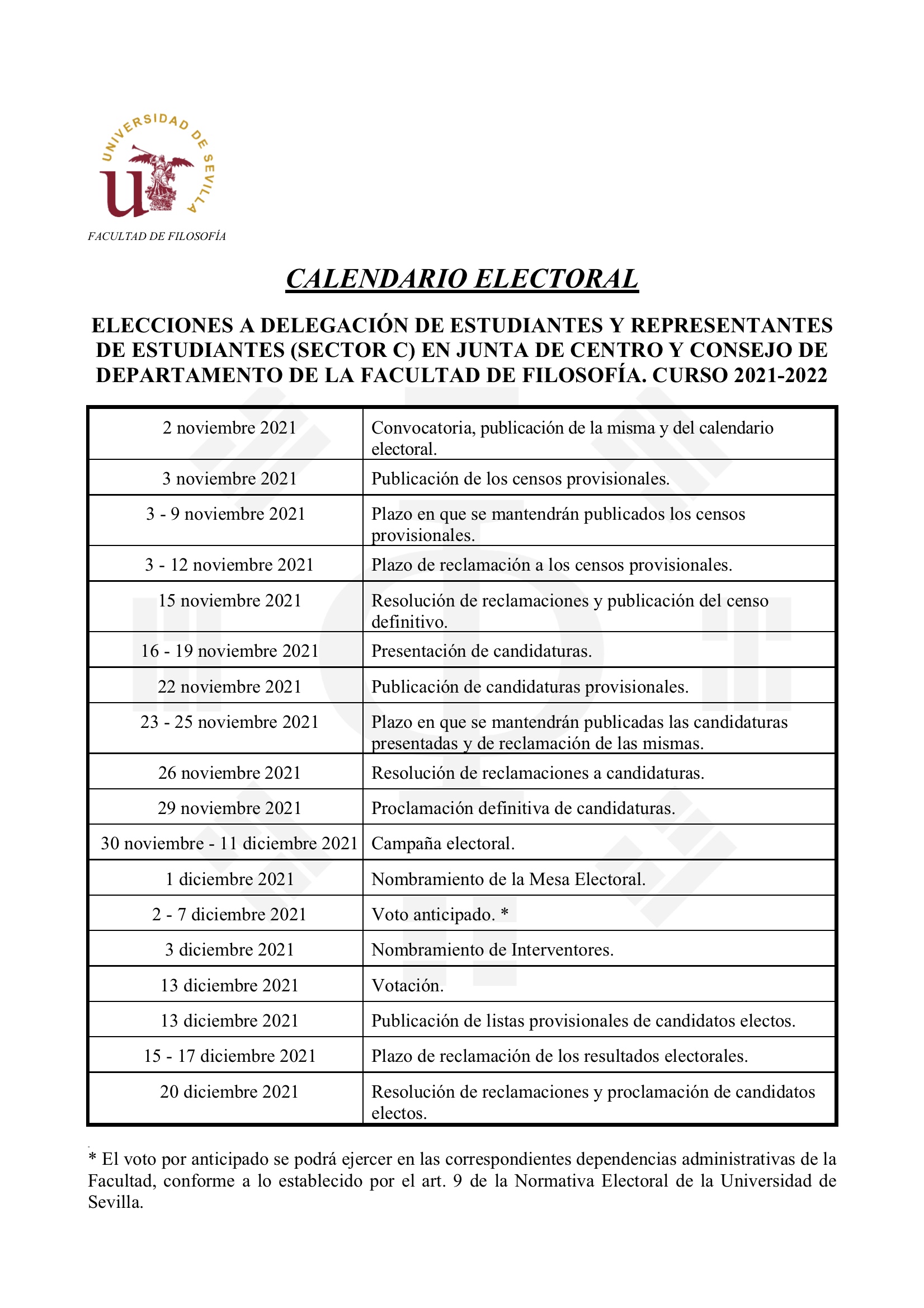 CALENDARIO sector C 2021