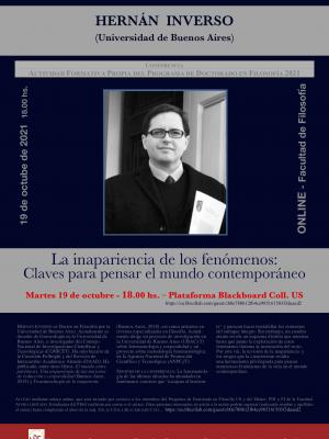  CONFERENCIA del prof. Hernán Inverso (UBA): "La inapariencia de los fenómenos".