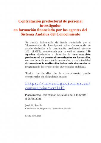 Contratación predoctoral de personal investigador