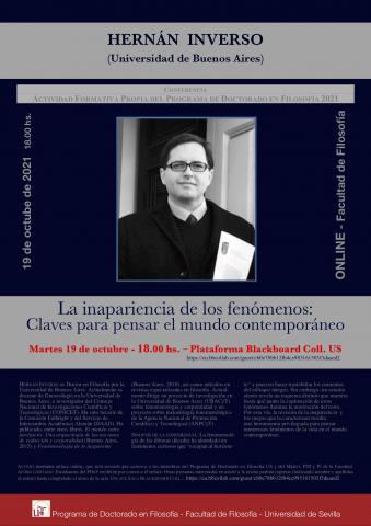  CONFERENCIA del prof. Hernán Inverso (UBA): "La inapariencia de los fenómenos".