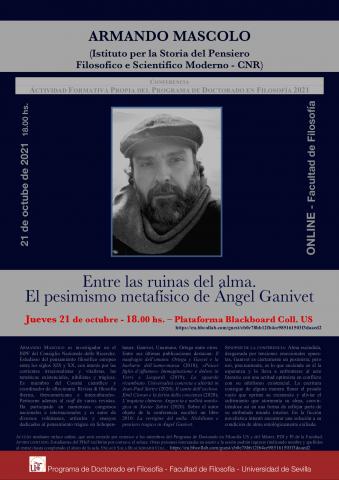  JUEVES 21 de octubre A LAS 18:00 hs. CONFERENCIA del Dr. ARMANDO MASCOLO (ISPF - CNR)