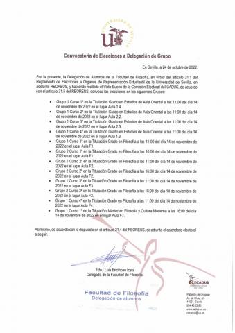 Convocatoria de Elecciones Estudiantiles a Delegaciones