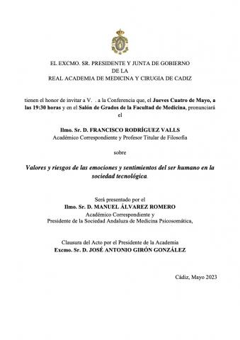 CONFERENCIA del prof. Francisco P. Rodríguez Valls